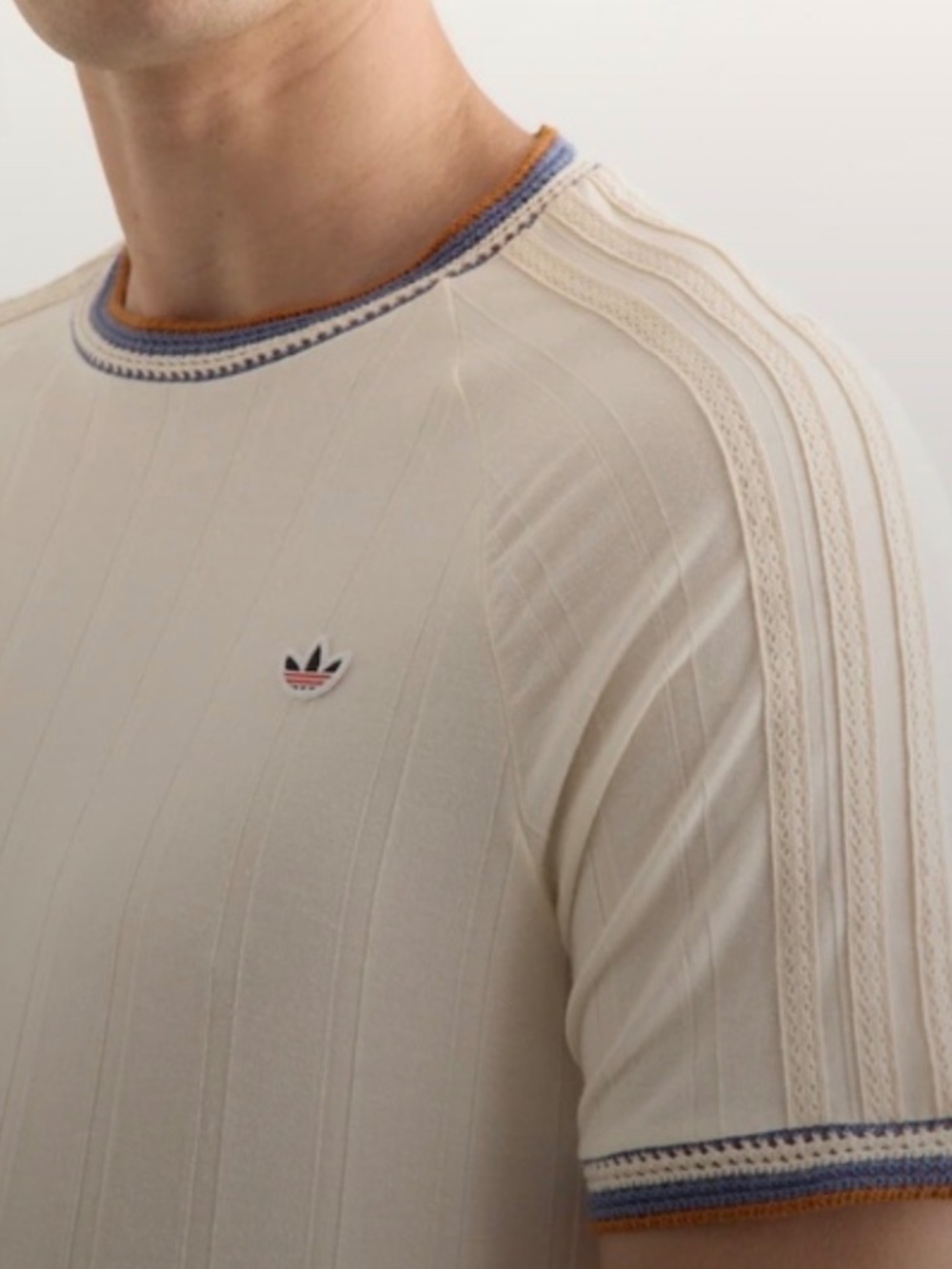 Adidas X CLOT Cream Knit Detail Ribbed T-Shirt
